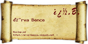 Árva Bence névjegykártya